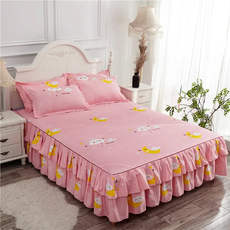 Bed skirt Floral Fitted Sheet Cover Graceful Bedspread Lace Bedroom Skirt Wedding Housewarming