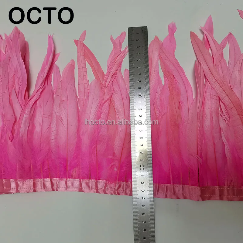 Wholesale 6/8/10/12in Chicken Cock Ribbon Feather Fringe 15/20/25/30cm Rooster Tail Feather Trim