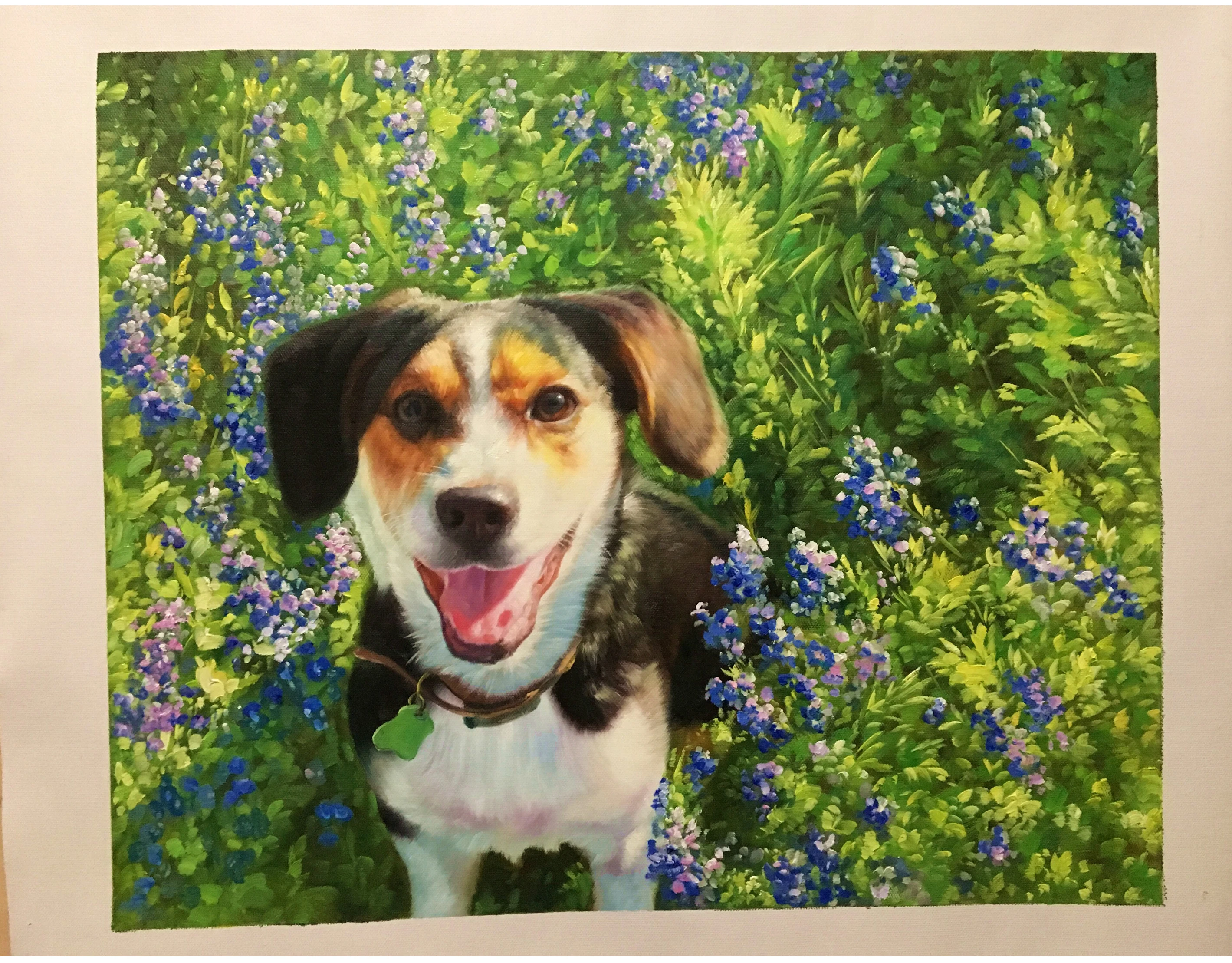 Gift Handmade Canvas Wall Art Custom Pets Dog Oil Painting From Photo