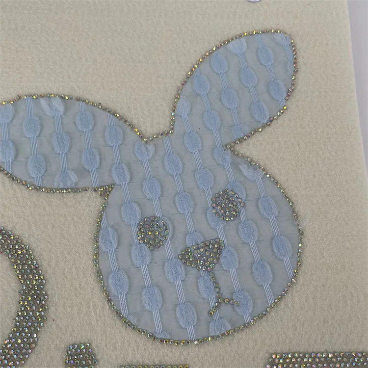 Hot sale Internet celebrity 24*22cm high quality cool rabbit head rhinestone logo transfer