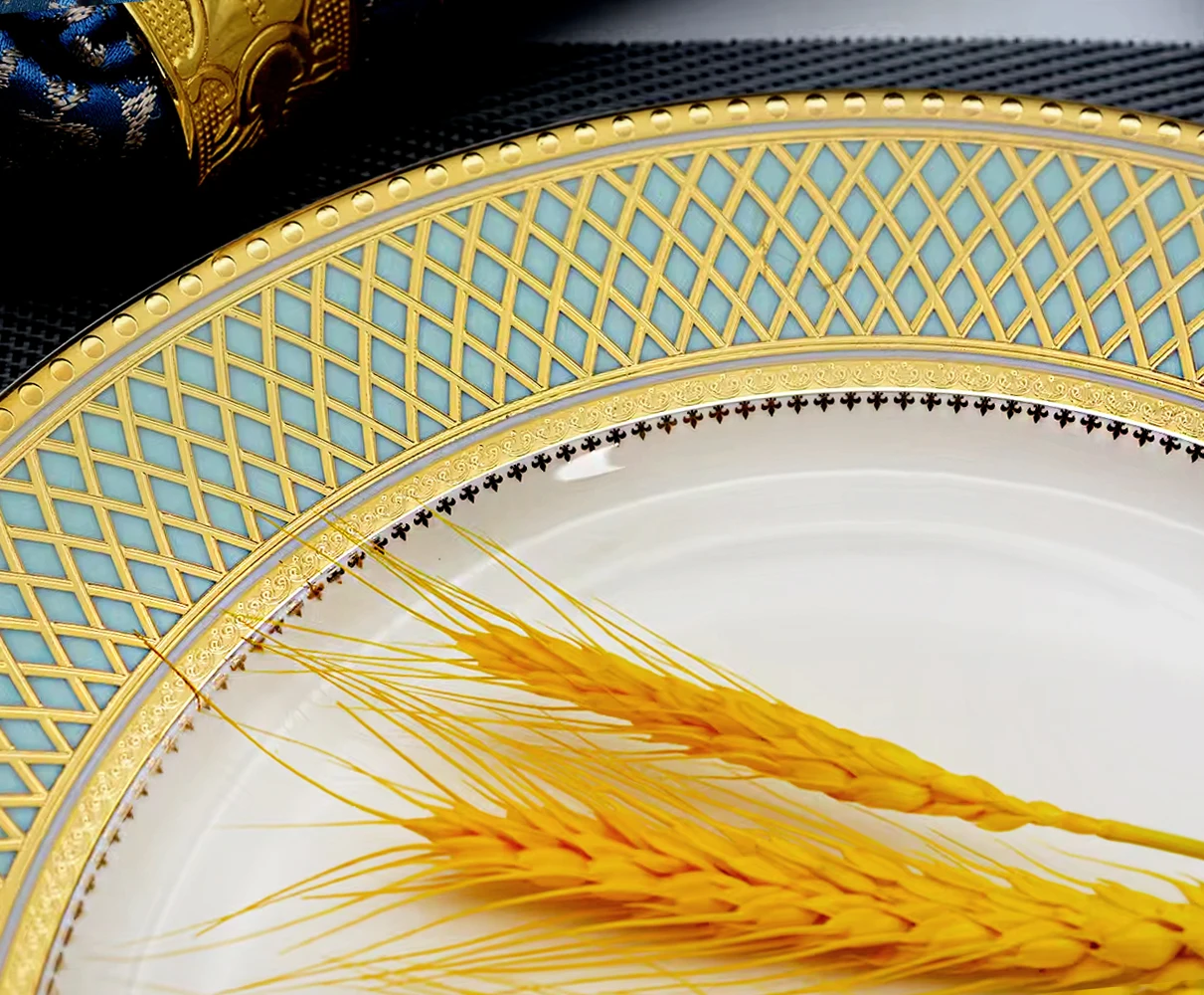 24pcs green designer royal porcelain dinner set bone china manufacturer luxury gold dinnerware set