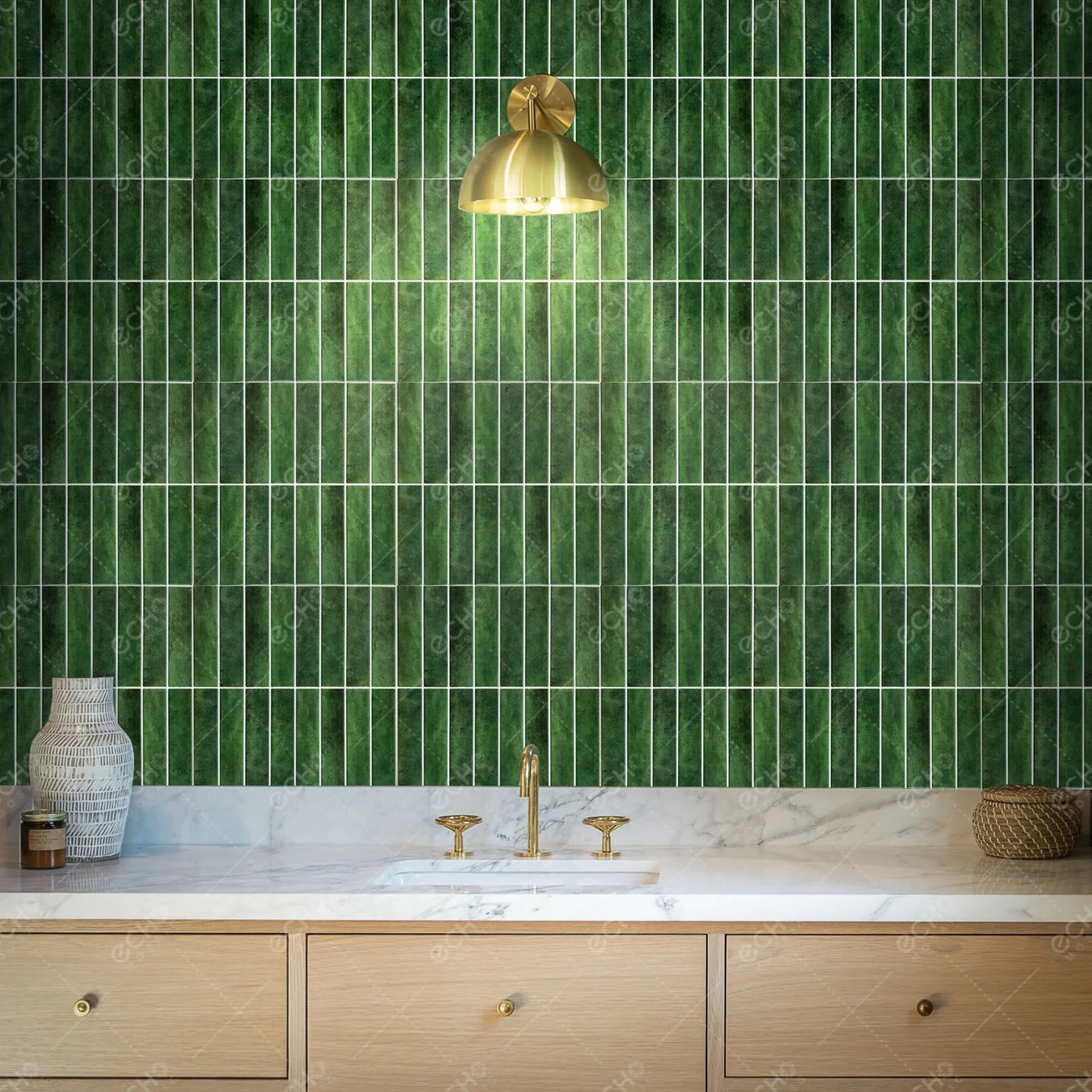 Ready to Ship Smart Tiles 3D Green Peel and Stick Backsplash Mosaic Gel Tile Wall Sticker for Kitchen Backsplash