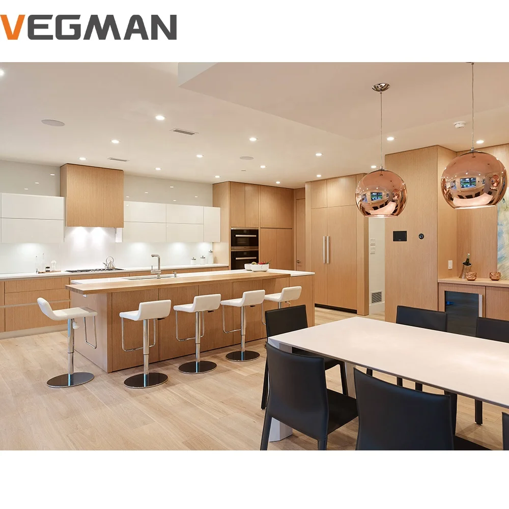 Professional Modern High Quality Smart Wood Veneer Chipboard Kitchen Cabinets Designs