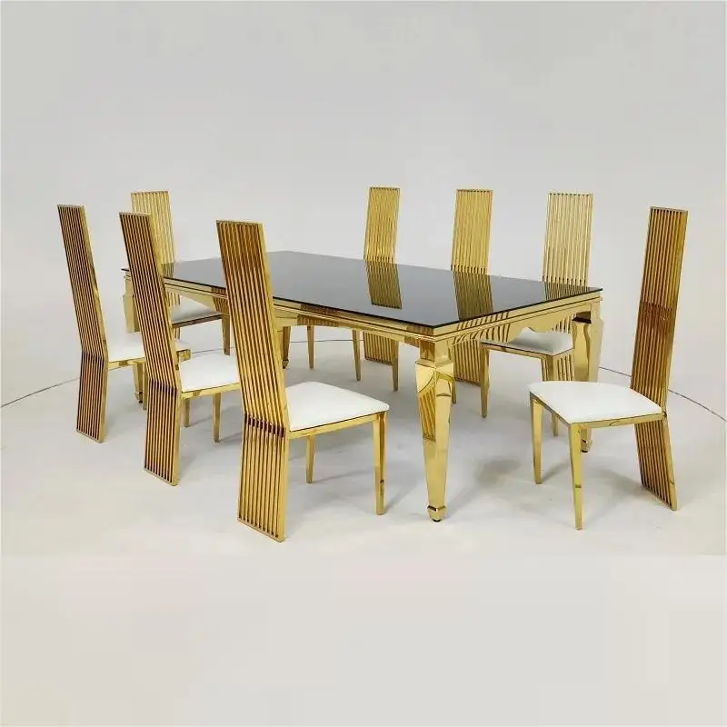 Luxury Gold Wedding Chair Furniture High Back Stainless Steel Throne Dining Chair For Event