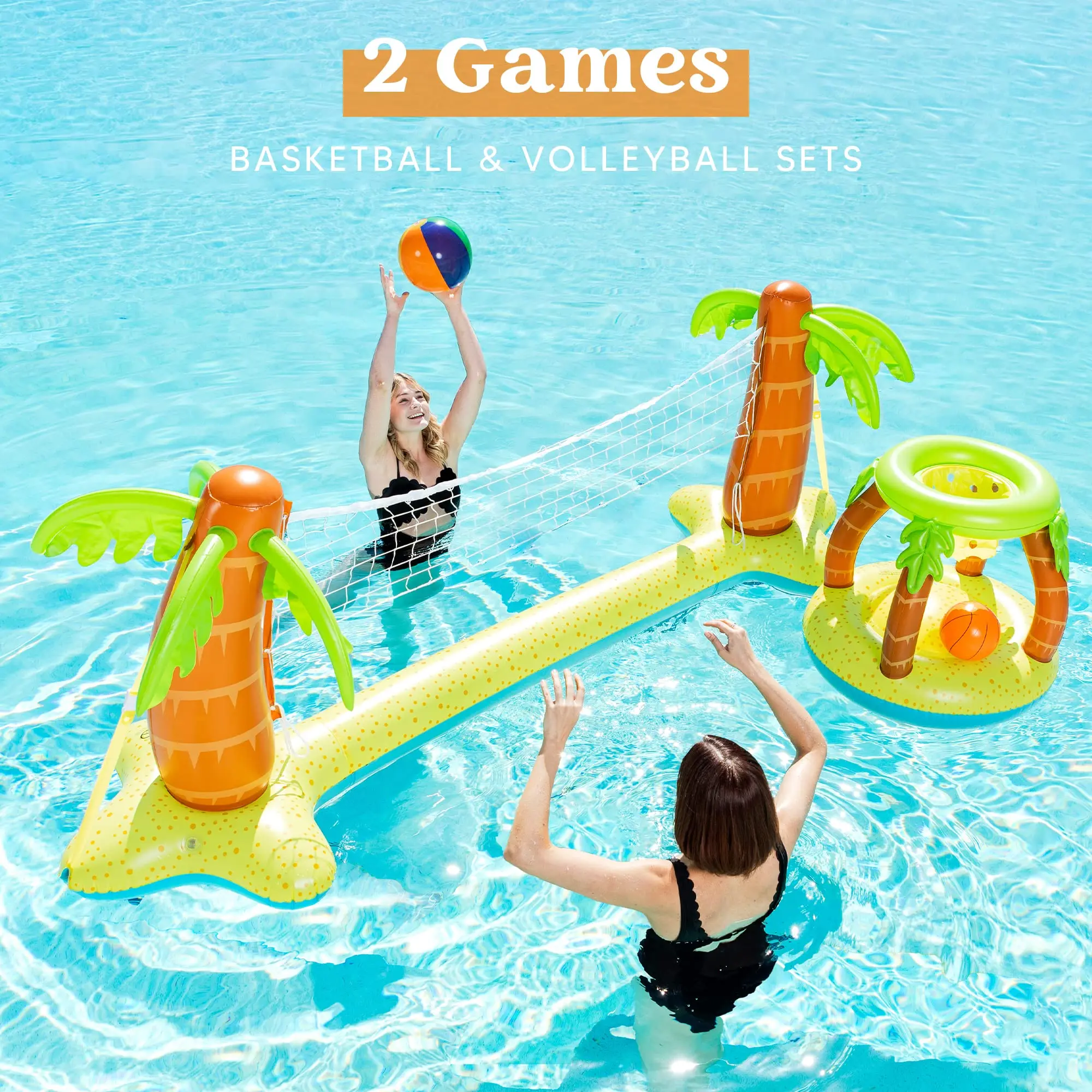 Summer Water Game Pool Basketball Hoop Stand Outdoor for kids Swimming Pool Toys Game Basketball Volleyball Set  Floating Game