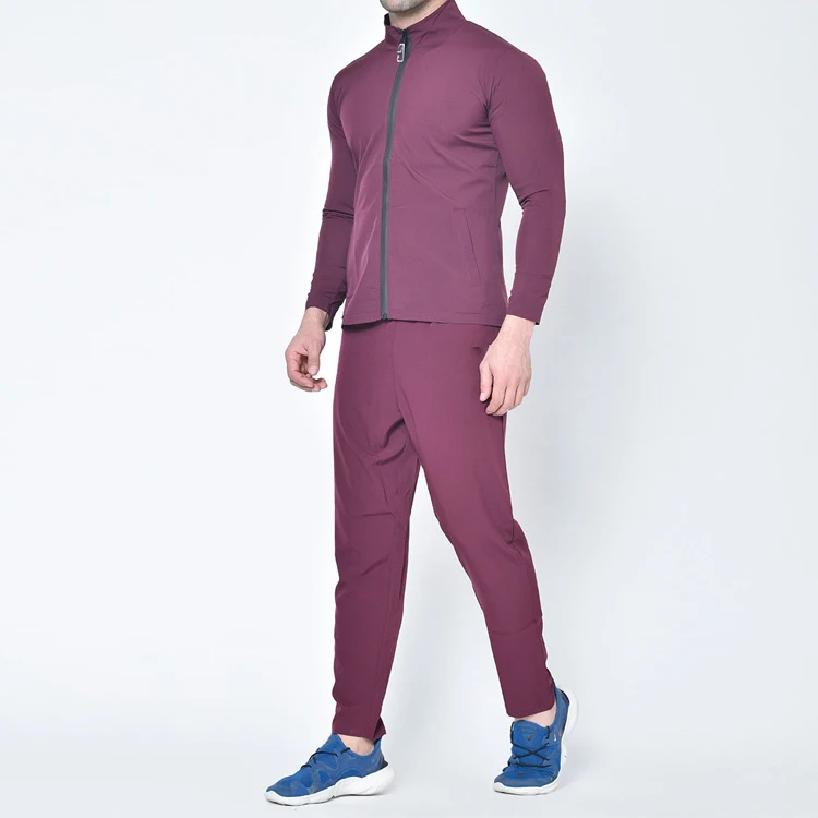 Wholesale Lightweight Custom Running Athletic Full Zip Up Gym Nylon Tracksuit Set For Men