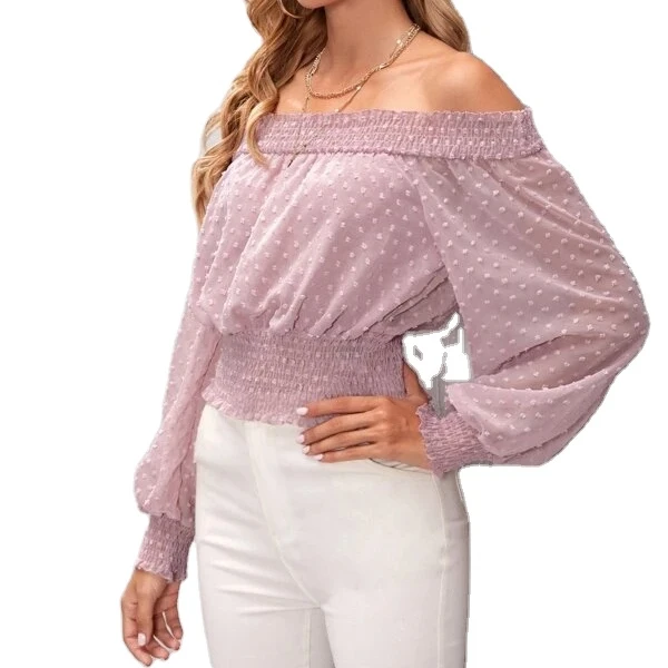 Elegant top ladies blouse fancy latest casual new arrival long sleeve custom crop spring fashion chiffon tops blouses for women