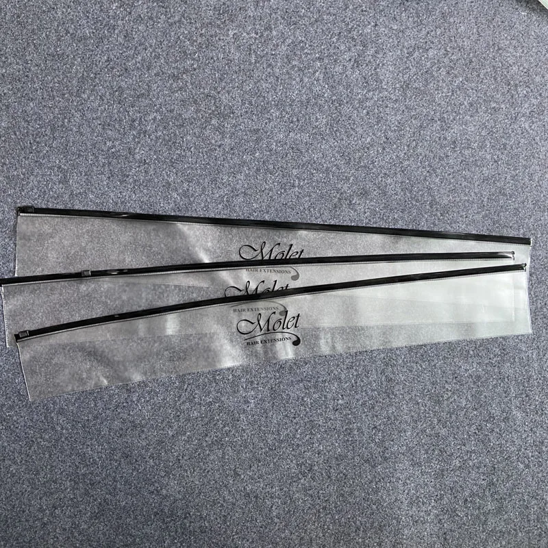 Custom Logo Hair Packaging Bags PVC Hair Extension Packaging Zipper Bags Package Screen Printing Custom Size Accepted Recyclable
