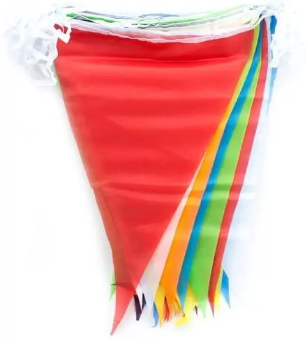 OEM ODM High Quality Custom Polyester Fabric Colorful Pennants String Flag Triangle Bunting Banner for Celebration Decoration