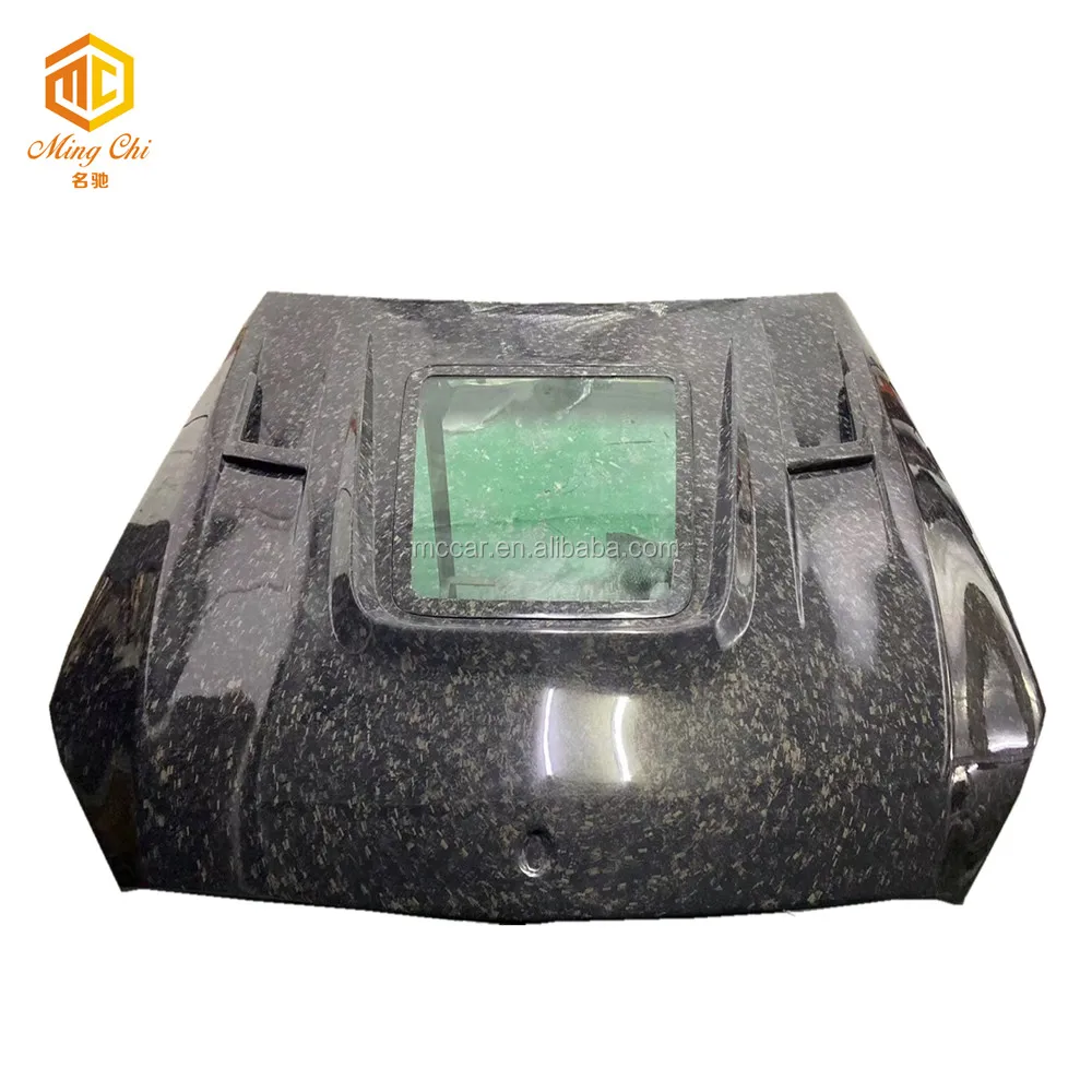 forging Carbon Fiber W205 Engine Hood with Glass Vents for Mercedes Benz C205 C300 C400 C450 C43 C63 AMG 15-19