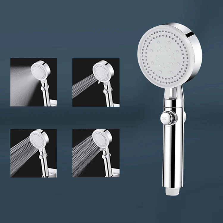 High Pressure Rainfall Chromed ABS Plastic Handheld Shower Head with On Off Switch Button
