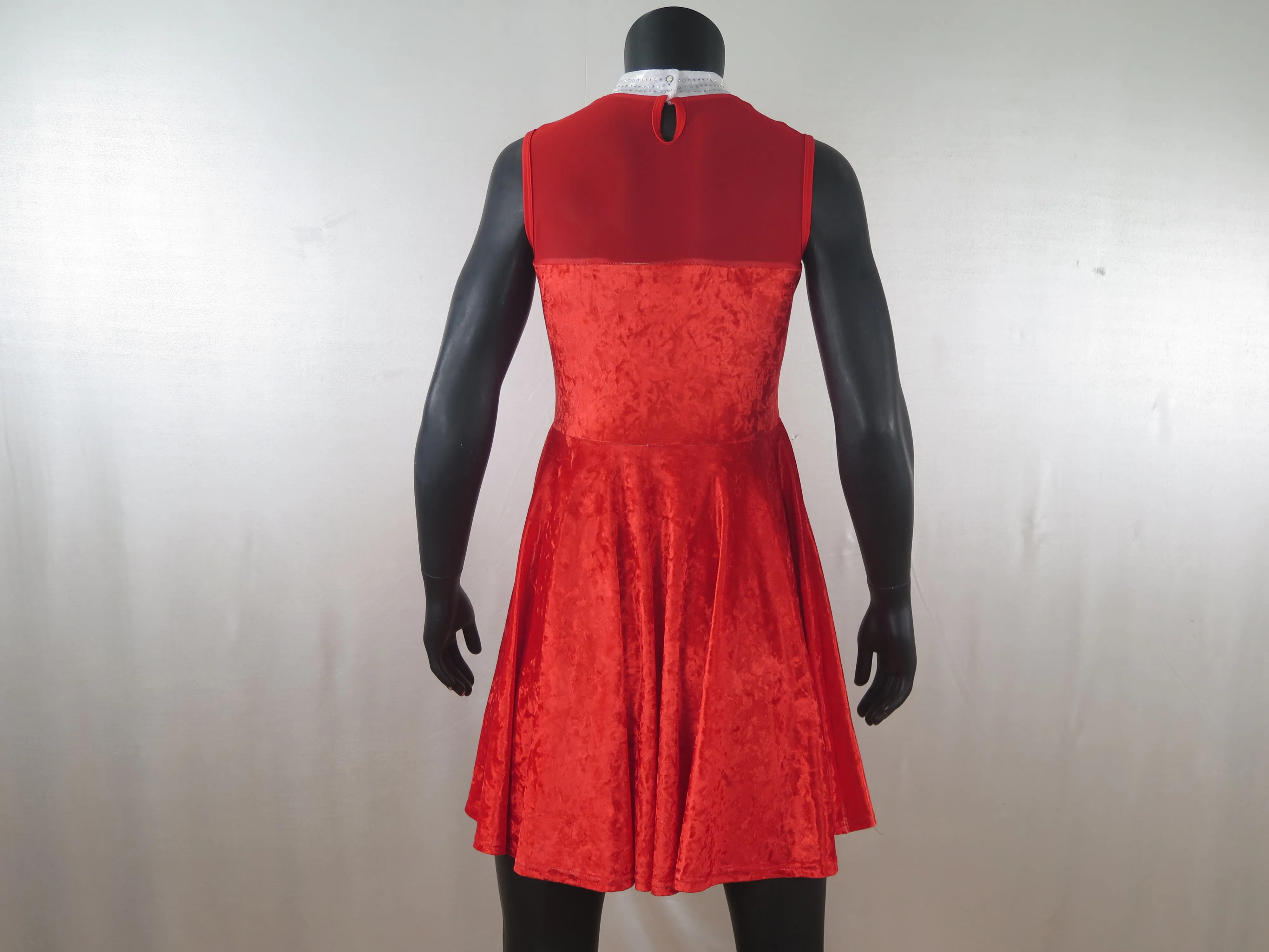 professional Latin dance training dress girls Christmas performance dress competition velvet red skirt sleeveless dress