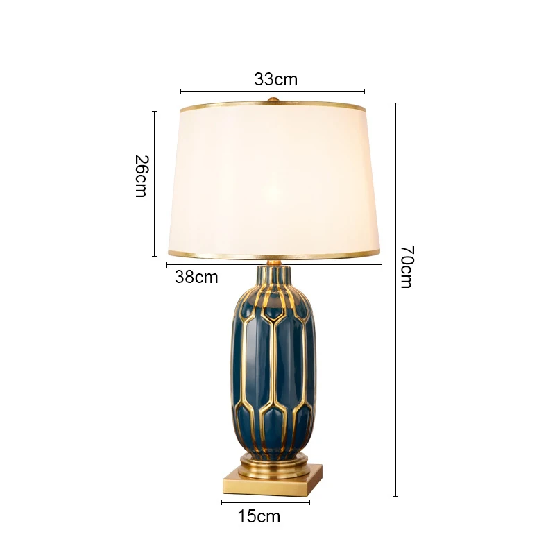 Home Decorative Bedside Living Room Chinese Classic Blue Ceramic Table Lamp
