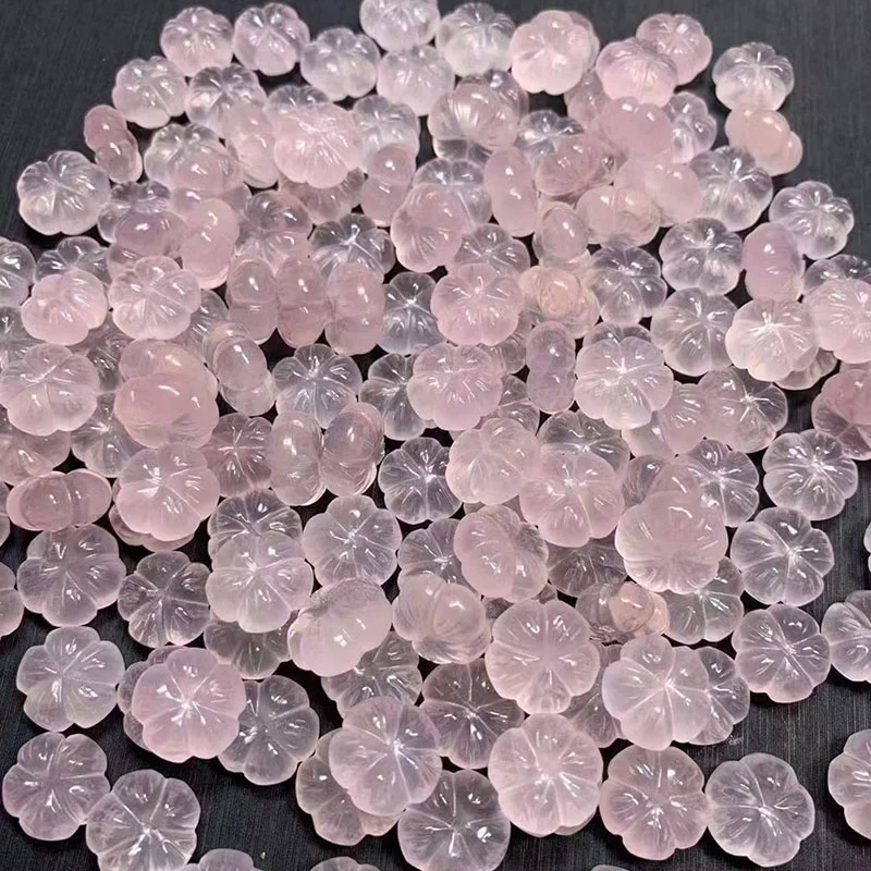 High Quality Natural Rose Quartz Crystal Carving Mini Flower