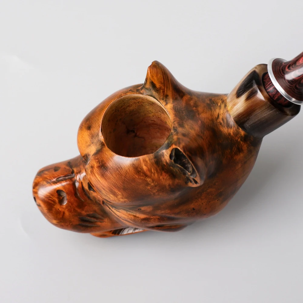 MUXIANG personalized fashion dog design high grade material briar wooden smoking tobacco pipe