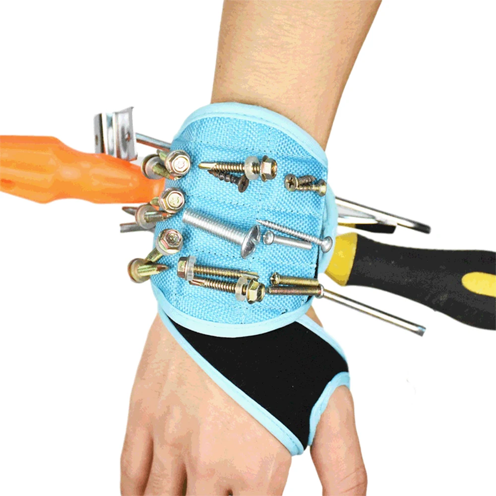Tools Wholesale 16 Magnets Two Pockets Magnetic Wristband For Holding Screws Nails Tools