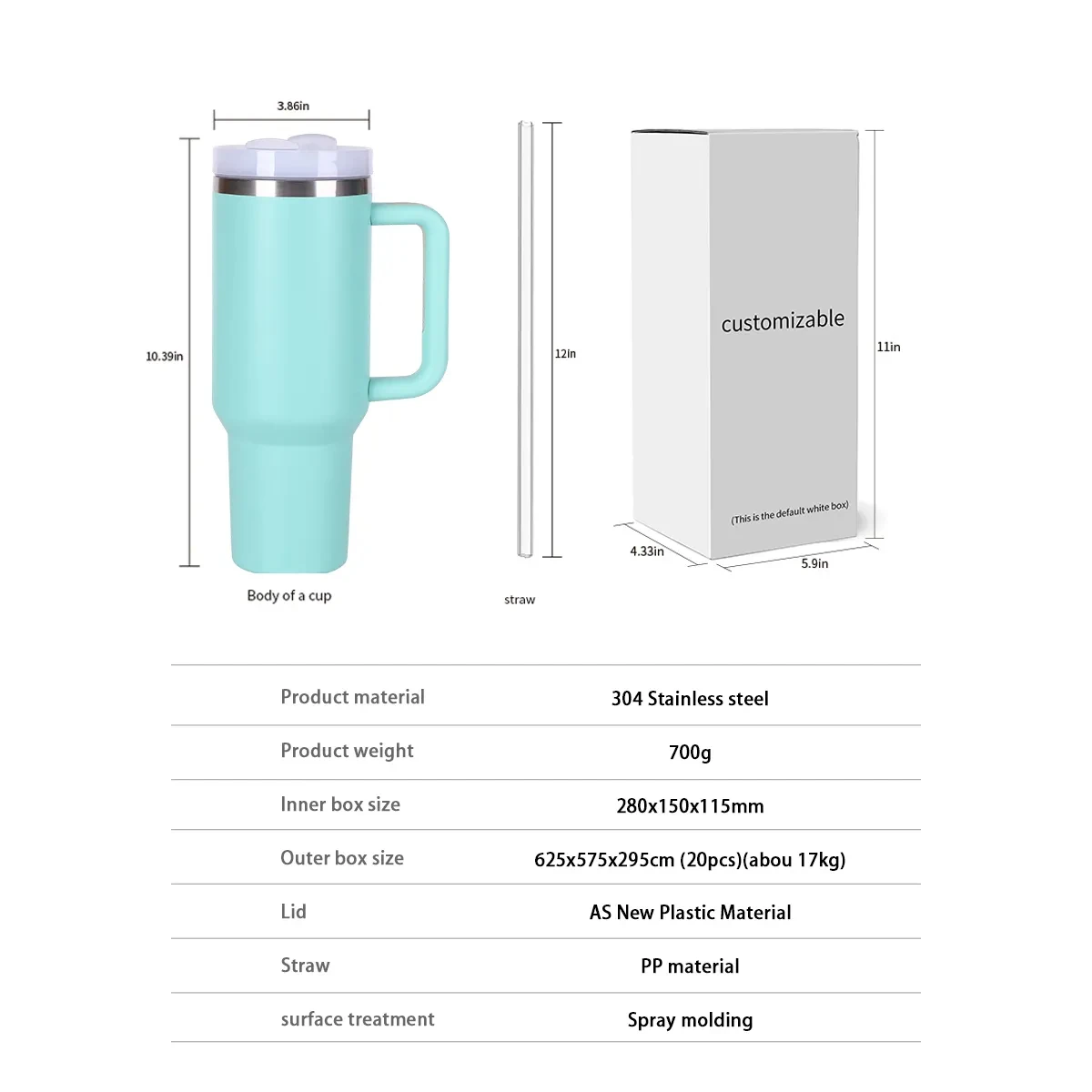 Custom 40oz Travels Car Metal Cup Stainless Steel Insulated Beer Coffee Mug Powder Coated 40 Oz Tumblers With Handle And Straw