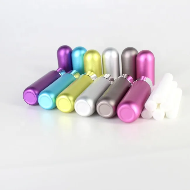 Colorful Essential Oil Aromatherapy Metal Nasal Inhaler Blank Tubes