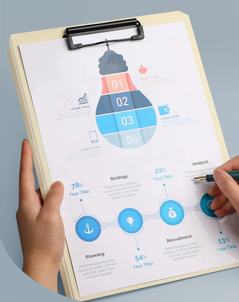 OMOI Hot Sale Custom A4 Size PP Clip File Folder Stationery OEM Plastic Board Folder Menu Clip Board