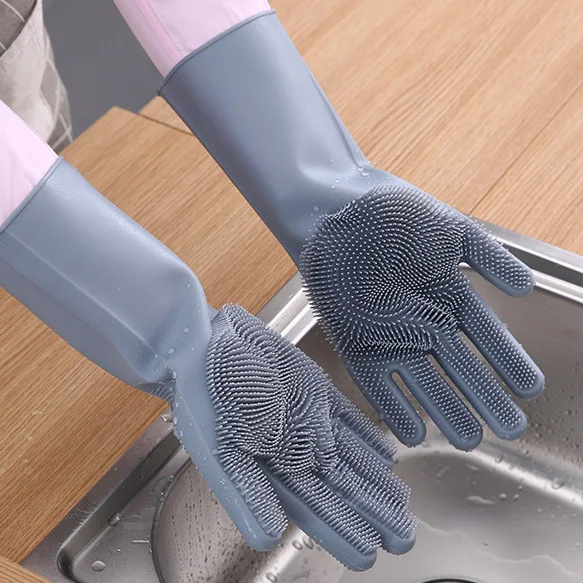 Лидер продаж Amazon, инструменты для уборки кухни, волшебные перчатки для мытья посуды, силиконовые перчатки для мытья посуды, кухонные перчатки