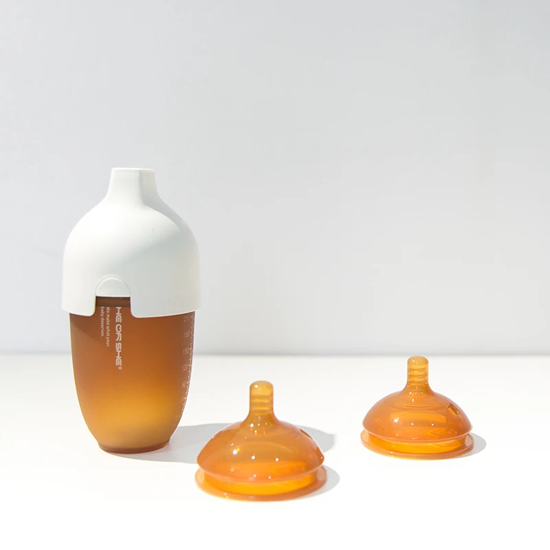 HEORSHE 240ml 160ml wide neck new design baby newborn bottle feeding bottle food grade BPA free silicone bottle for wholesale