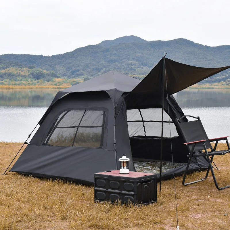 Outdoor Automatic Double Layer Camping Tent UPF50+ Sunscreen Waterproof Oxford Material with Fiberglass Frame for Picnic Picnic