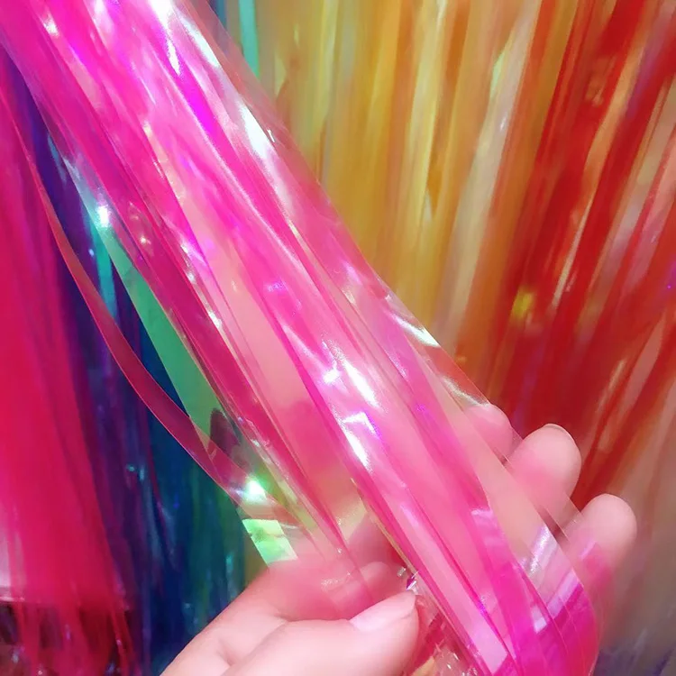 1*2m foil fringe curtain streamer Rainbow dazzling rain silk wedding party decoration photo background wall curtain Decoration