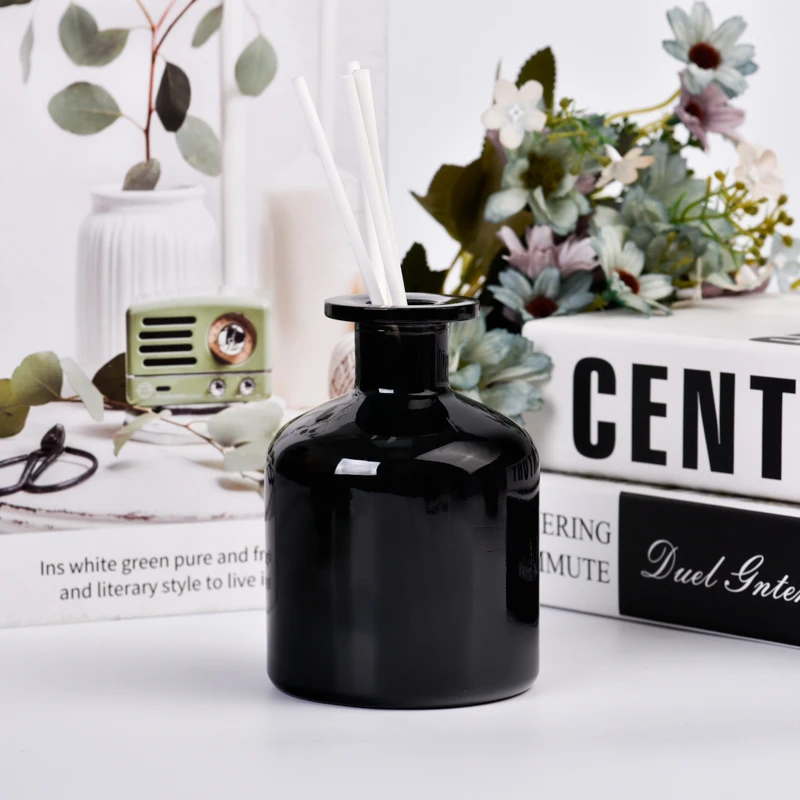 Popular Luxury 250ml Black Glass Diffuser Bottles