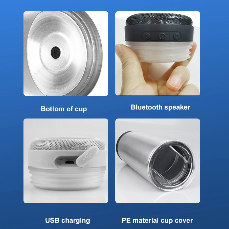 2021 Christmas Gifts New Concept music stainless steel tumbler wireless speaker tumbler music cups With high-fidelity speakers