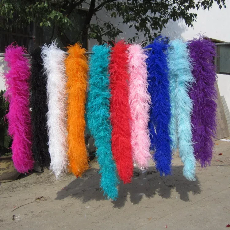 Wholesale Direct Sales White Fluffy Ostrich Feathers Boa For Diy Craft Sewing Trim Home Wedding Party Christmas Decoration 5ply