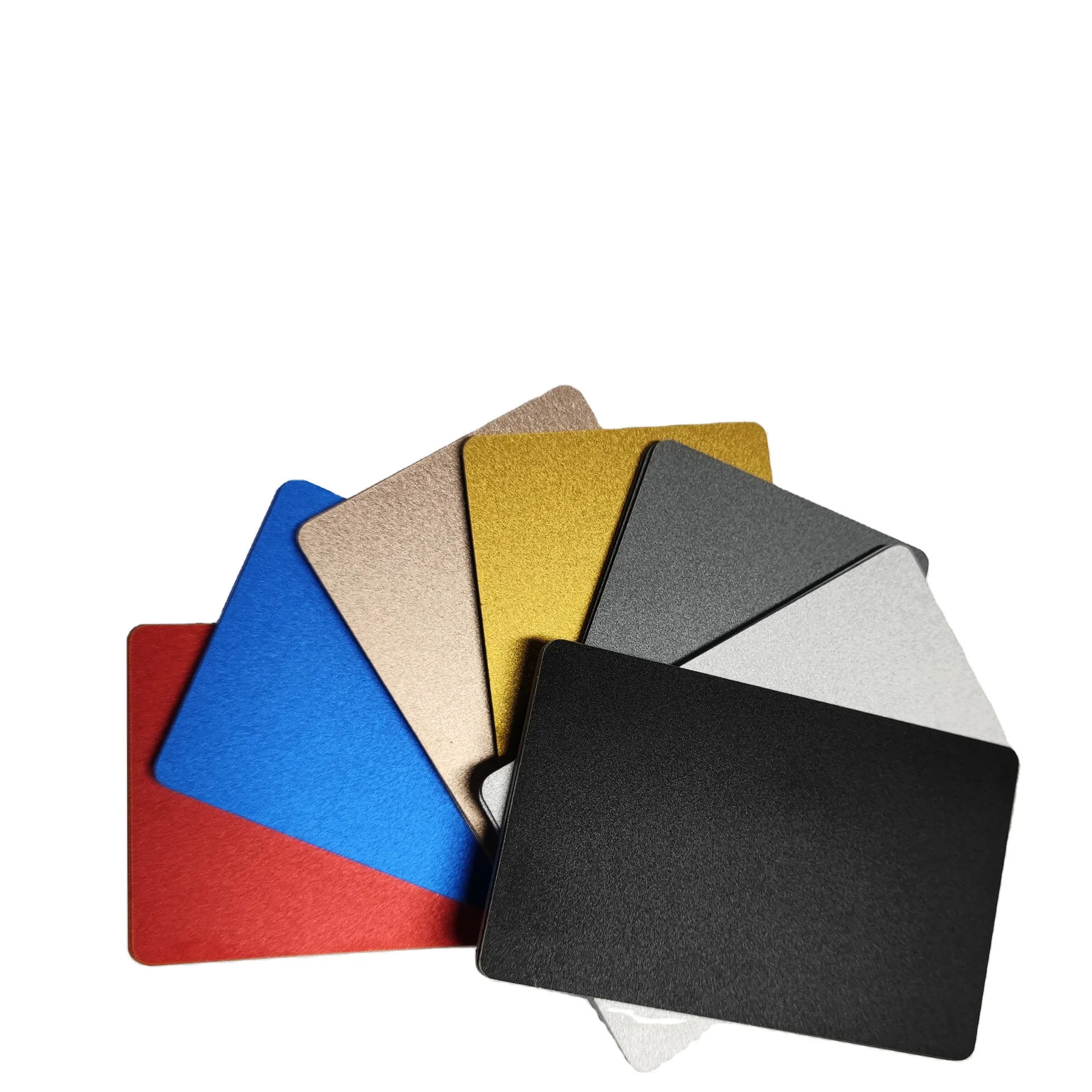 Good Texture CNC Process Custom Design Round Edge All-Side Anodizing Sandblasted Color Anodized Aluminum Metal Name Cards Plates