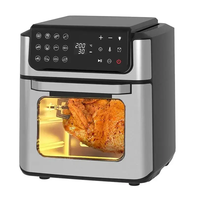 SS Cover Smart air fryer 12L Stainless steel with Rotisserie Toaster Dehydrator oil free cooking Digital Air fryer Oven