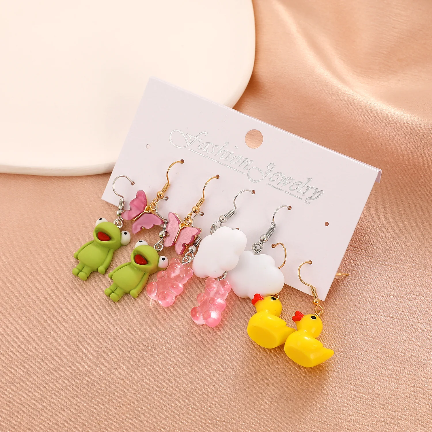 fashion acrylic 2022 trend set of earrings jewelry butterfly frog resin animal cute women earrings set