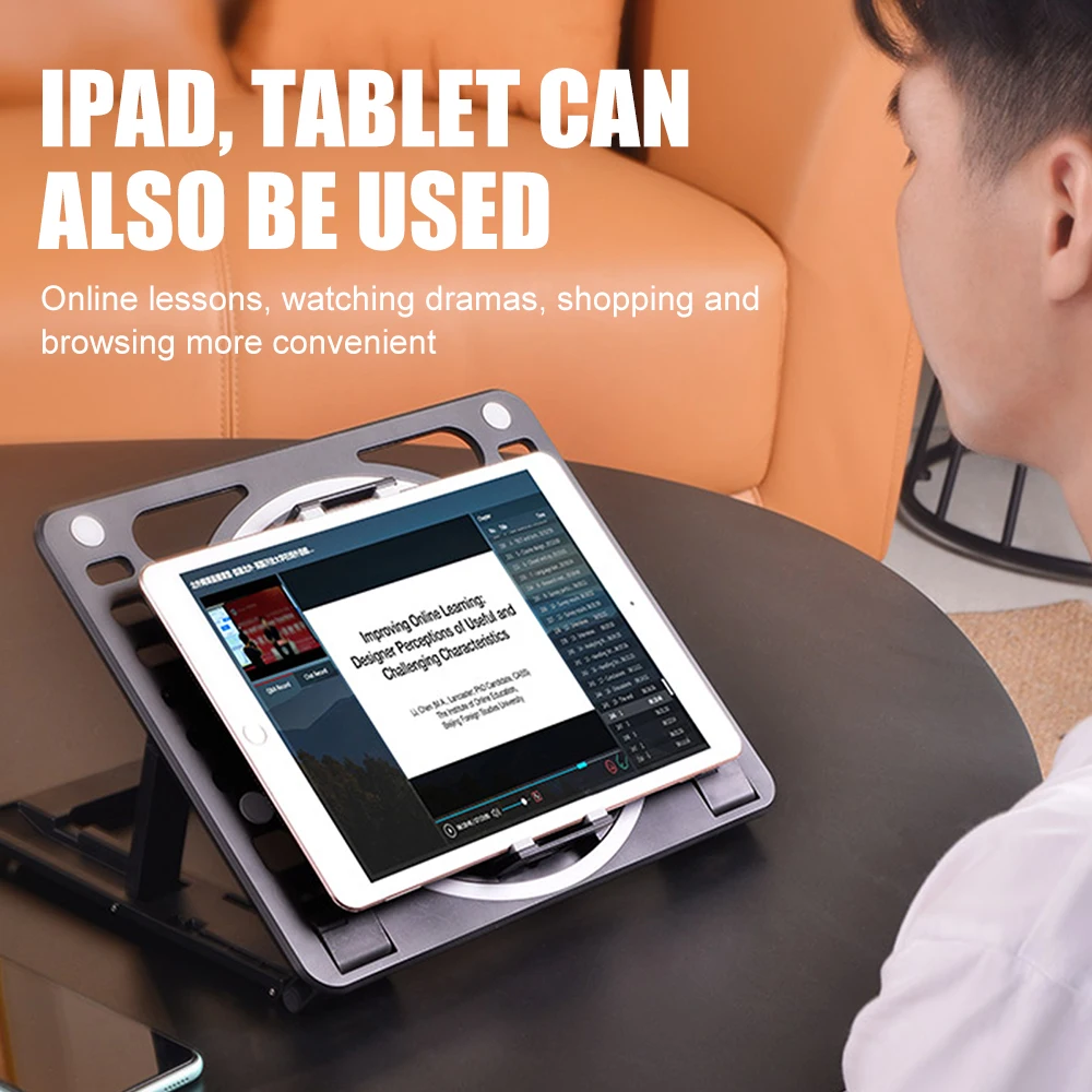 High Quality Aluminium Silicon Foldable Cooler Desk Laptop Stand With Fans