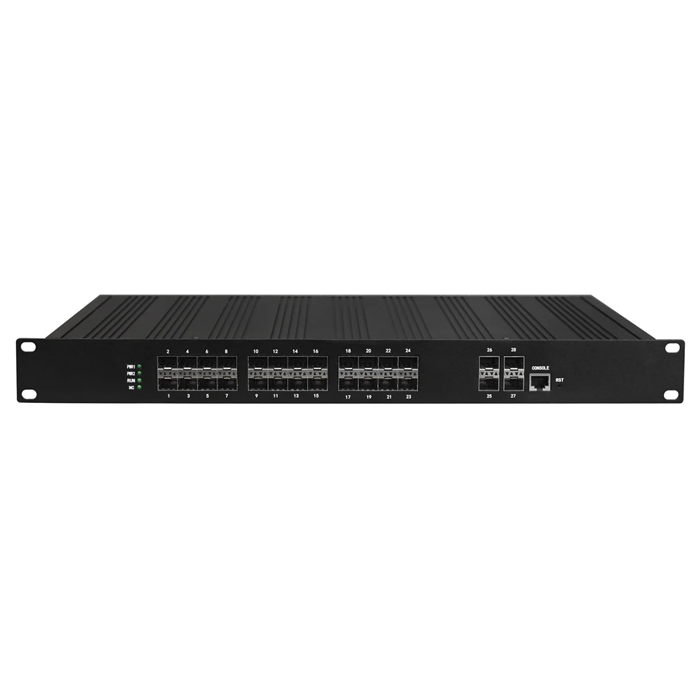 Managed 24 Port Gigabit SFP and 4 Port 10G SFP/SFP+ Industrial Fiber Switch