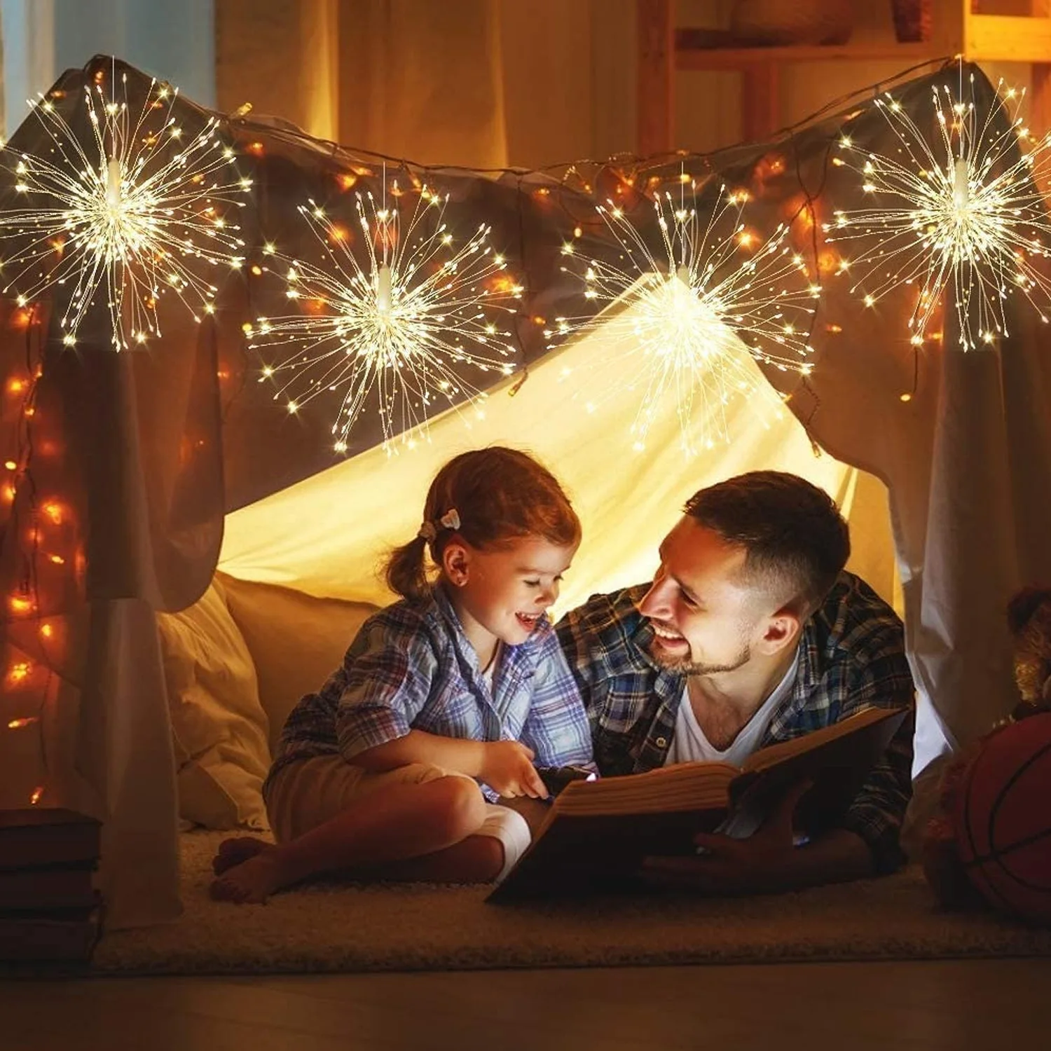 Kanlong Led Firework Med Starburst Copper Wire String Hanging Kit Fairy Christmas out door garden lights
