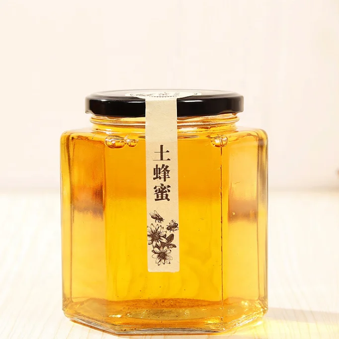 Wholesale 100ml 180ml 280ml 500ml 730ml Custom Round Empty Storage Hexagon Honey Jar Glass With Lid