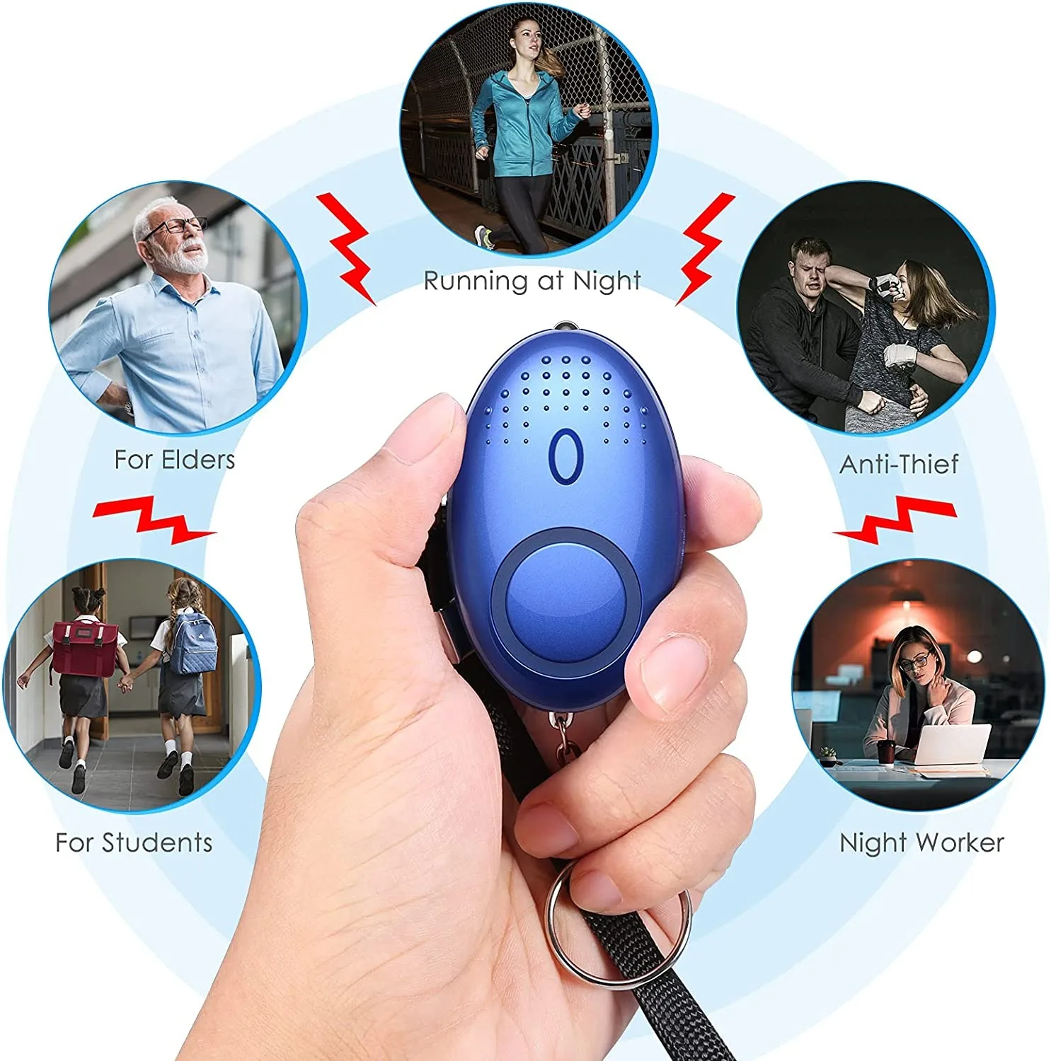 Personal Protection Key Ring Self-defense Key Chains Accessories Bulk Alloy Alarm Keychains Self Defense Products for Women