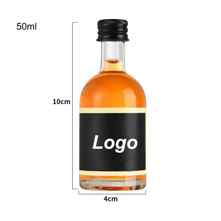 Wholesale 50ml Clear Mini Glass Liquor Bottle Various Styles for Tequila Gin Whisky Empty Glass Liquor Bottle
