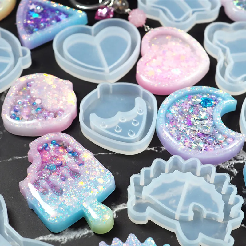 Animal Shapes Shaker Molds UV Jewelry Silicon Mold Epoxy Resin Keychain Mold For Art Making