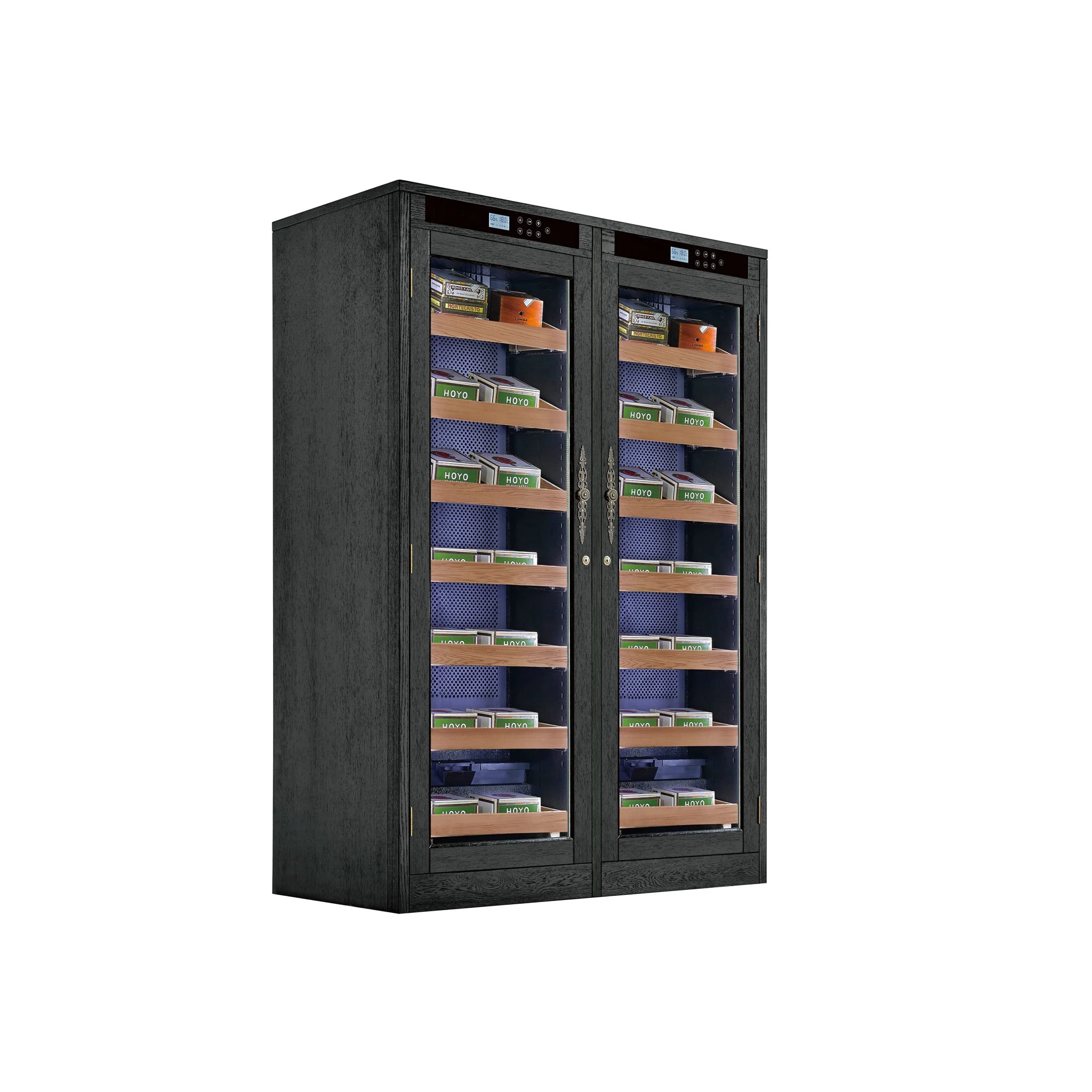 
Electronic Humidor Cabinet Cigar Cooler Cedar Display Shelves Dual Zone Humidifier Large Tobacco Products Storage 