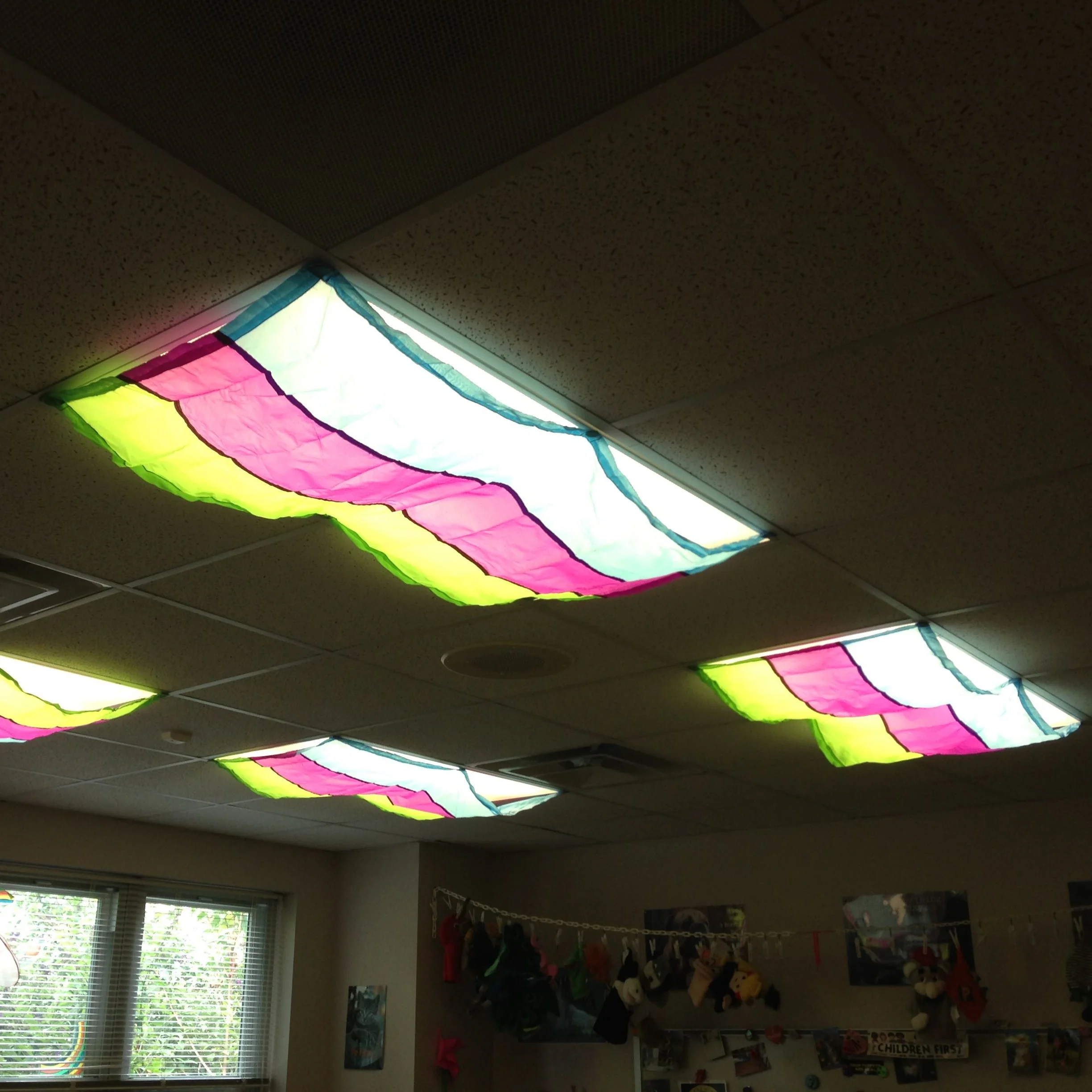 custom fabric printing replacement classroom fluorescent light plastic diffuser covers magnetic filter