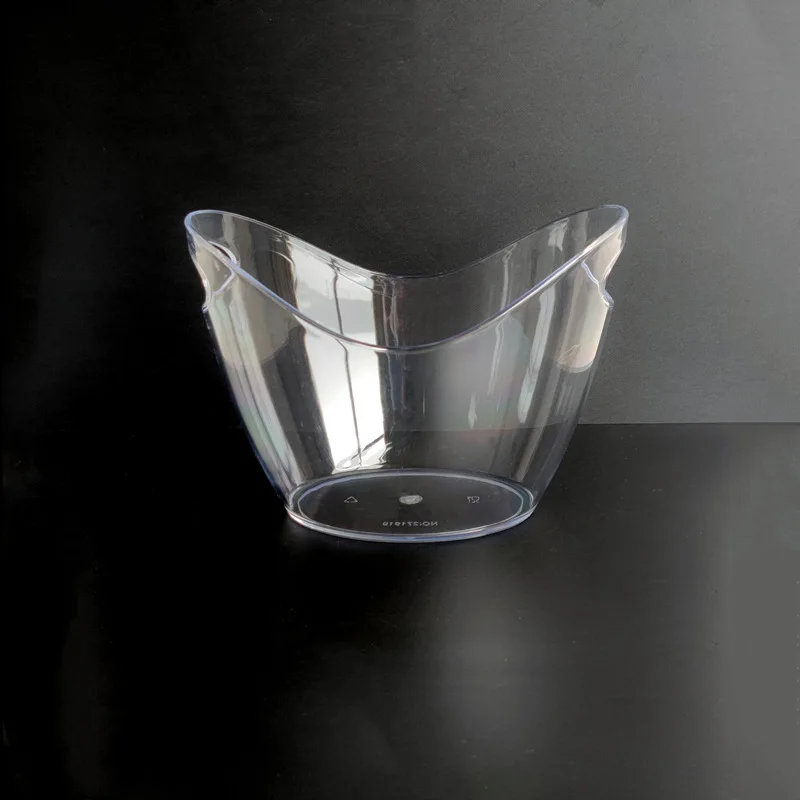 Hot Sale Custom Transparent Clear Table Wine Champagne Beer Plastic Ice Bucket 4L 8L 12L With Handles For Parties and Hotel