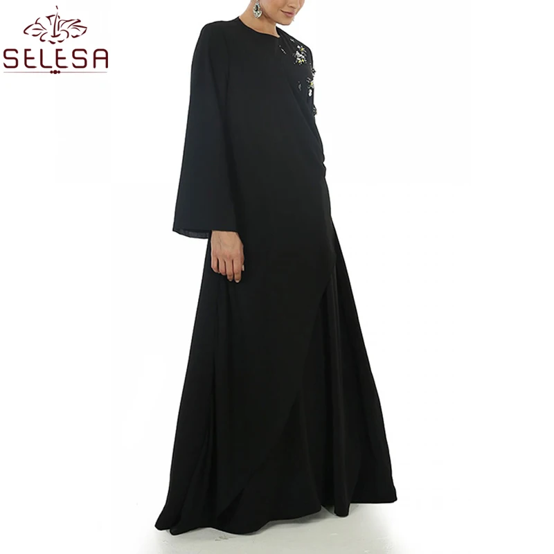 Yellow Glitter Pleated Kaftans Muslim Women Maxi Dress Jilbabs Muslim