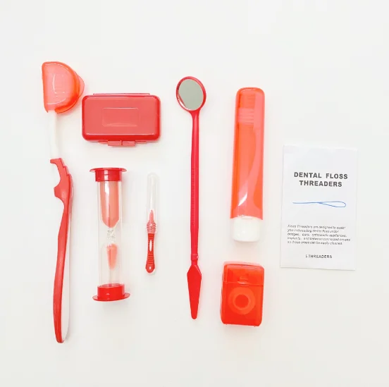 7Pcs/Set Dental Portable Dental Care Kit with floss for On-the-go Oral Hygiene Care