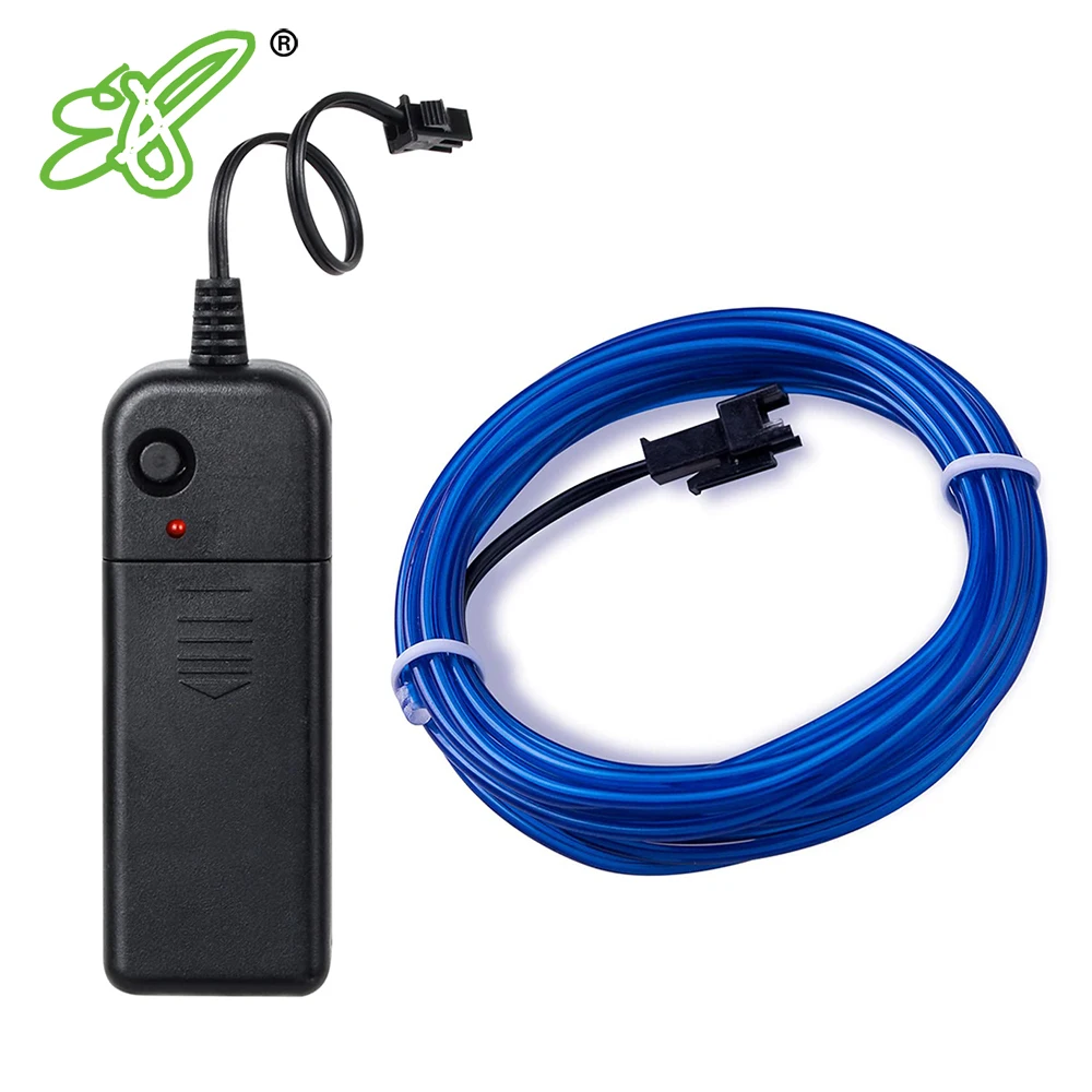 1M 3M 5M EL Wire Neon Glowing Strobing Electroluminescent Light El Wire Battery Pack for Parties and Christmas Decoration