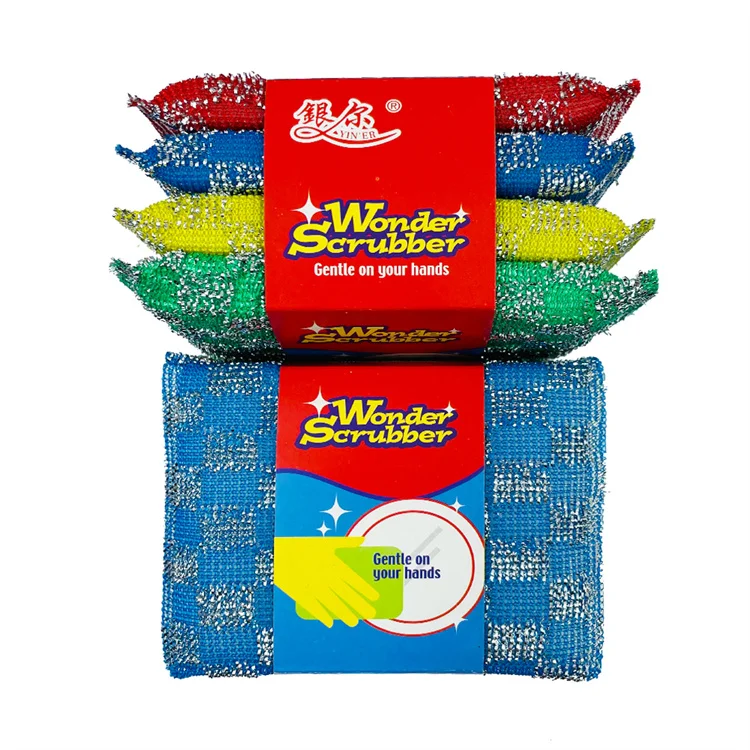 China Gold Supplier 4 Pcs Set Multi- Colours Easy Clean Kitchen Dish Sponge Biodegradable Scrub Sponge