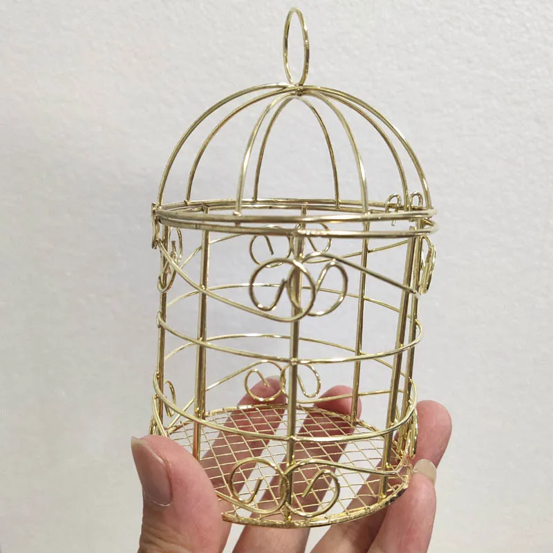 Ywbeyond Gold Wedding Favor Box Romantic Wrought Iron Birdcage Tin Candy Box for Indian Wedding Parties and Events