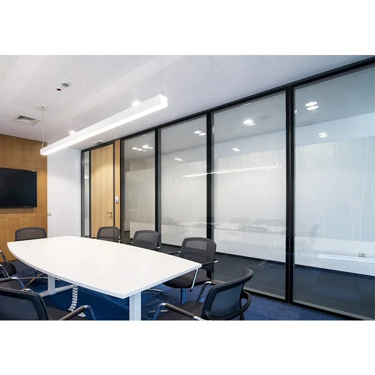 Soundproof office glass partition wall system with