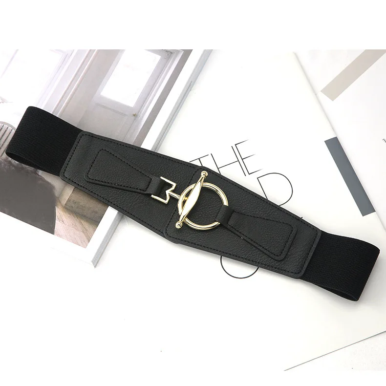 Wholesale Female Personality Fashion Golden Elastic Wide Waist Coat Dress Belt Luxury High Quality Designer Brand Belt Women